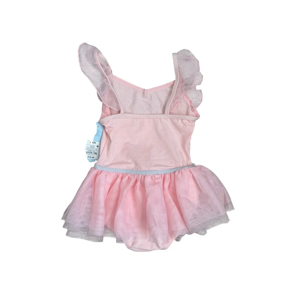 Cat & Jack Girls Pink Rhinestone Ballet Dance Leotard Skirt S 6/7 NEW